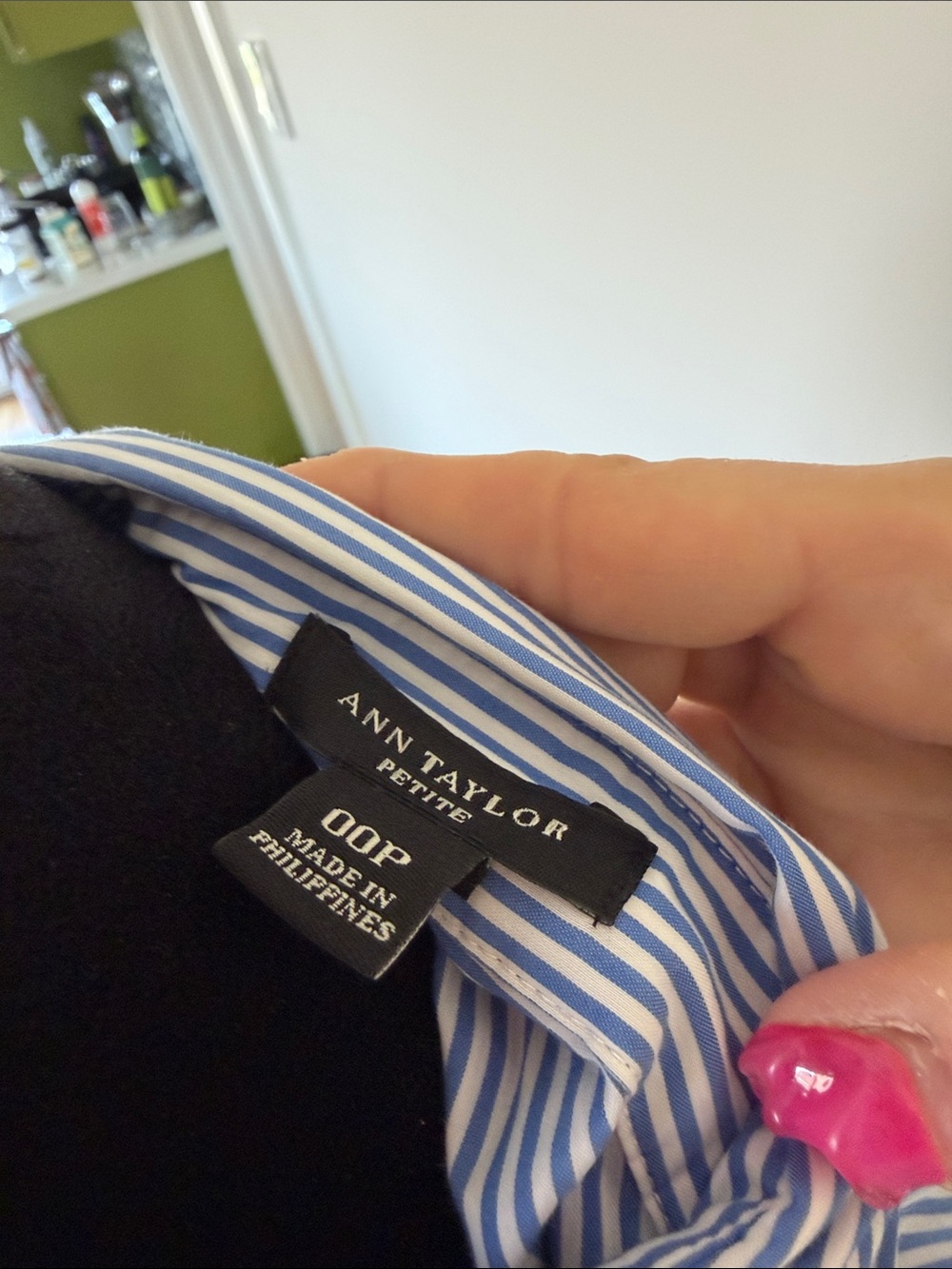 Ann Taylor Blue and White Striped Button-Down Shirt - Picture 4 of 5